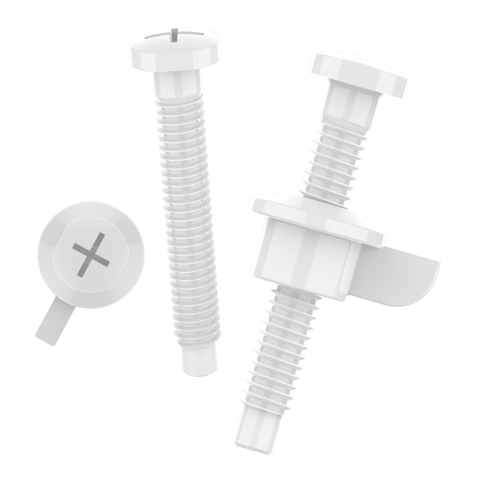 Toilet Seat Mounting Screws, Including Screw and Nut for Top Mount Toilet Seat Hinges, Plastic, Pack of 4