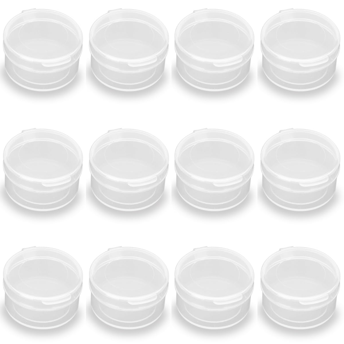 Farmer Mani 24 PACK Small Transparent Plastic Bead Organizers Clear Storage Box Round Organizer for Storage Small Items, Hardware-0.24 oz