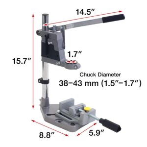 Drill Press Stand for Drill & Mini Bench Clamp Flat Table, Japard Adjustable Drill Depth Up to 2.4", Spindle Collar Diameter 38mm-43mm, Attachable to Electric Drills