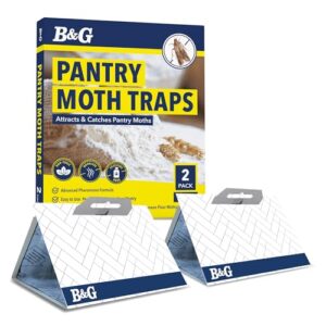 b&g pantry moth traps with pheromones prime (2-pack), odorless kitchen moth prevention, indian meal moth traps for house pantry, how to get rid of moths in house, sticky glue food moth traps