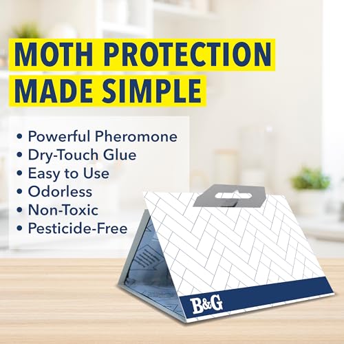 B&G Pantry Moth Traps with Pheromones Prime (2-Pack), Odorless Kitchen Moth Prevention, Indian Meal Moth Traps for House Pantry, How to Get Rid of Moths in House, Sticky Glue Food Moth Traps