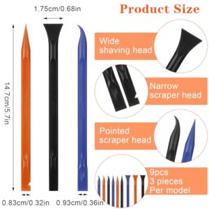 Jeffdad 9 Pieces Plastic Scraper Tool, Multi-Purpose Carbon Fiber Plastic Scraper Non-Scratch Kitchen Scraper Cleaning Pen for Tight Spaces, Kitchen, Crevices, Food, Paint(Black+Orange+Blue)