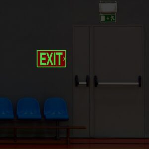 Gilprop 10 Pcs Exit Signs Glow in the Dark Exit Signs for Business 12 x 7 Inch Exit Photoluminescent Signs Stickers with Arrows for Indoor Outdoor for Business, Office, Warehouse