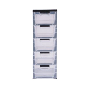 BAITGMYING 5 Drawers Stackable Storage Cabinet PP Plastic Clothes Storage Box 11.81×15.75×33.07 for Storing Clothes Towels Toys