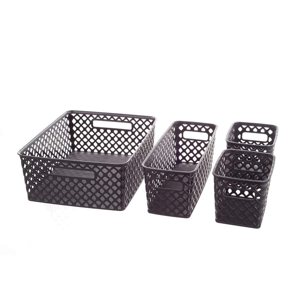 LYLSTE 4-piece decorative storage basket set (Black), YST-012