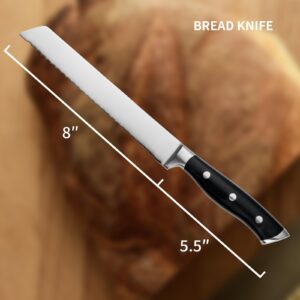 Alata Serrated Bread Knife with Stainless Steel Razor Sharp Wavy Edge Width - Bread Cutter Ideal for Slicing Homemade Bread, Bagels and Cake