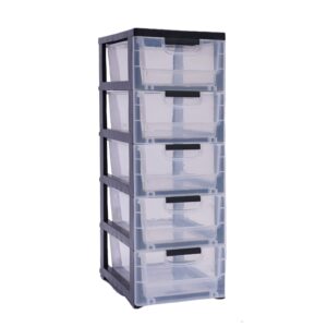 BAITGMYING 5 Drawers Stackable Storage Cabinet PP Plastic Clothes Storage Box 11.81×15.75×33.07 for Storing Clothes Towels Toys