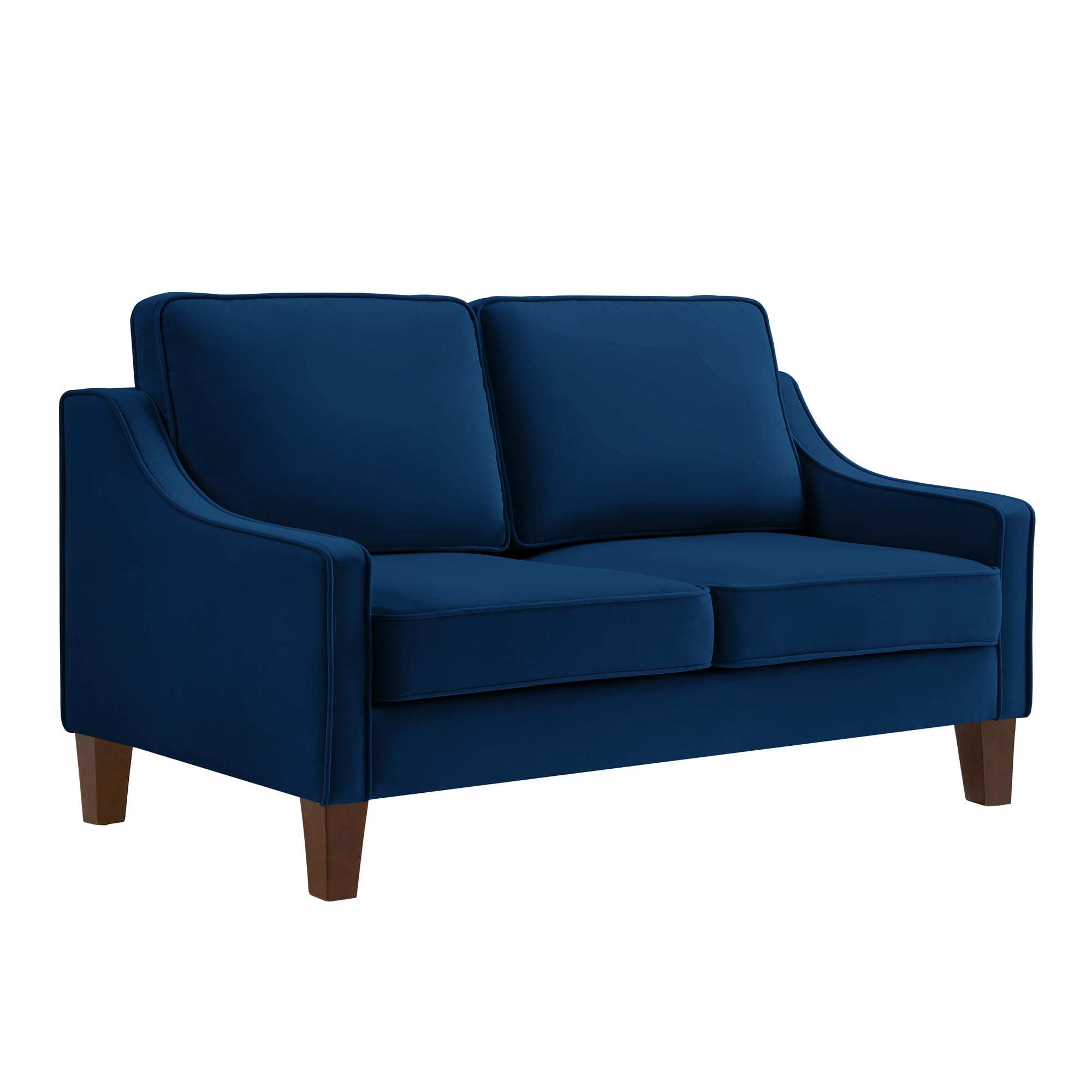 GOAWGO Modern Velvet Loveseat Sofa Couch Upholstered Love Seat Couches with Wooden Legs Comfy 2 Seat Small Couch for Living Room Bedroom Small Spaces, Navy