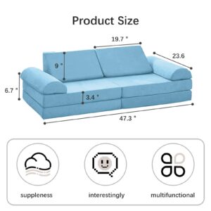 hoopyosms 10 pcs Modular Kids Play Couch, Toddlers Play Couch for Fun Play Time, Convertible Kids Foam Sofa for Playroom Bedroom, Indoor Use