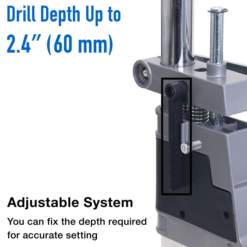 Drill Press Stand for Drill & Mini Bench Clamp Flat Table, Japard Adjustable Drill Depth Up to 2.4", Spindle Collar Diameter 38mm-43mm, Attachable to Electric Drills