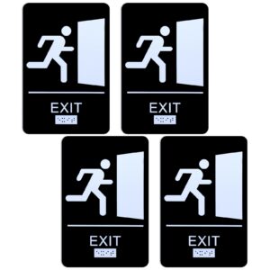 ninehaoou 4 pcs exit signs for business ada compliant exit sign with braille 9 x 6 inch modern design sign exit signs with adhesive mounting strips for indoor outdoor office buildings workplace