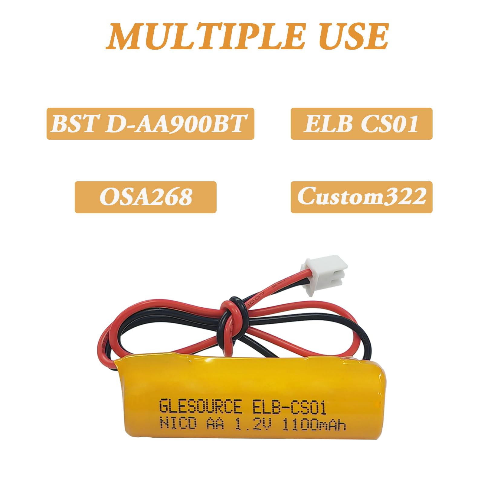 XUNTU 1.2V 1100mAh Exit Sign Emergency Light NiCad AA Battery Compatile for ELB-CS01, Unitech OSA268, EXR EL 122 C4T (2 Pack)