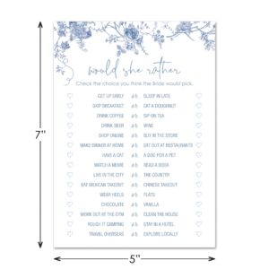 InvitationHouse 24 Blue Floral Bridal Shower Games (Would She Rather)