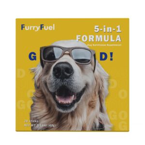 FurryFuel Health Supplements Powder for Dogs - 5-in-1 Formula - for Digestive Gut Health Care, Joint Support, Breath, and Enhanced Immunity Made from Probiotics and Prebiotics | Pet Vitamins 30 Count