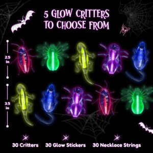 Funeta 30 Packs Glow in the Dark Halloween Critters, Halloween Party Favors Bulk ,Goodie Bag Fillers, Halloween Gifts for Kids, Treats Non Candy, Halloween Classroom Favors, Teal Pumpkin Project