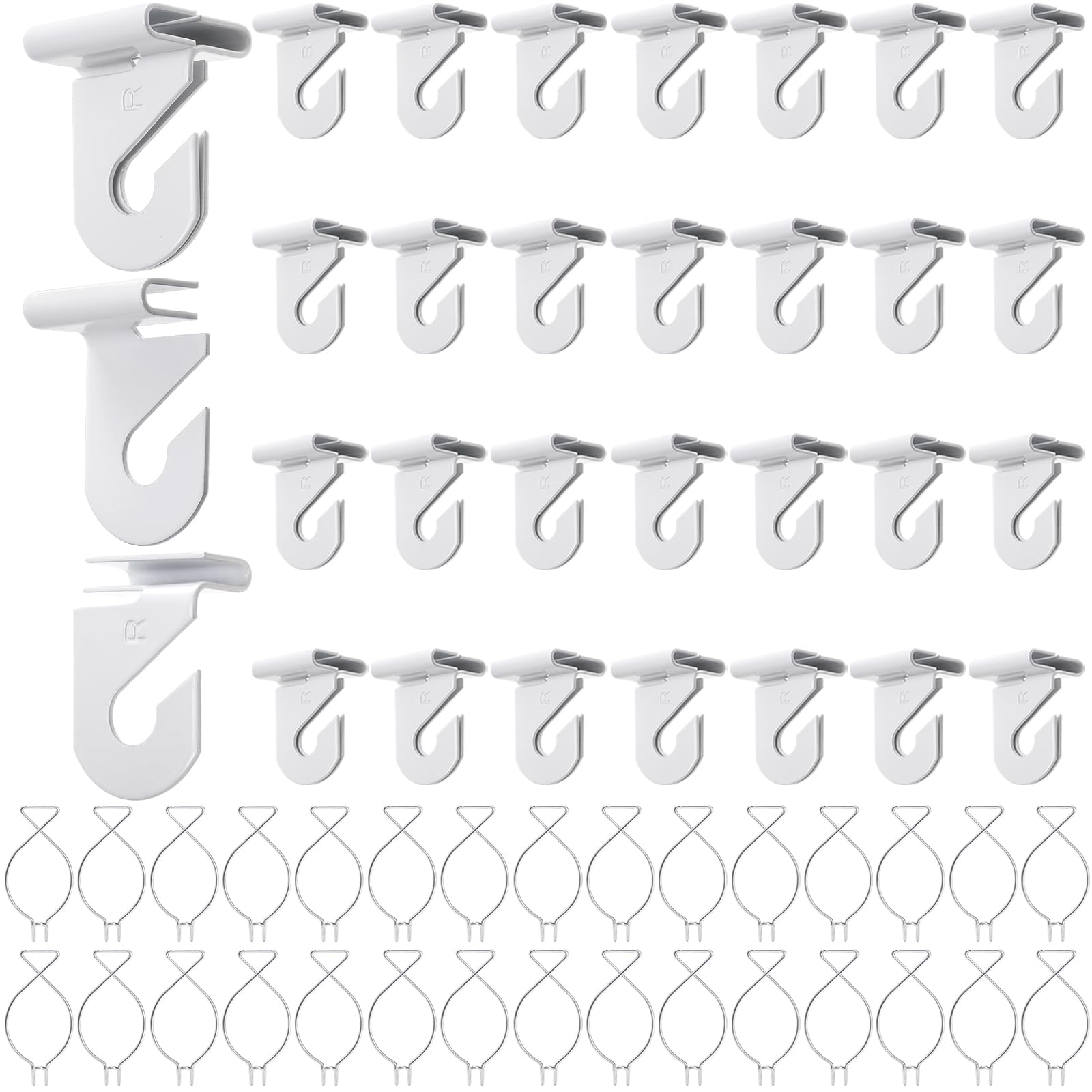 Suwimut 60 Pack Drop Ceiling Hooks for Hanging, White Heavy Duty Ceiling Hooks for Home Office Classroom Wedding Decorations, Metal T-Bar Clips for Suspended Drop Ceiling Tiles