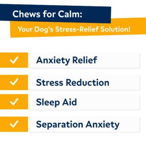 Hemp Calming Chews for Dogs - Dog Calming Treats - Anxiety Relief Treats - Dog Calming Chews - Stress - Sleep Calming Aid - Health & Wellness Supplements for Dog Separation Barking - 60 Treats