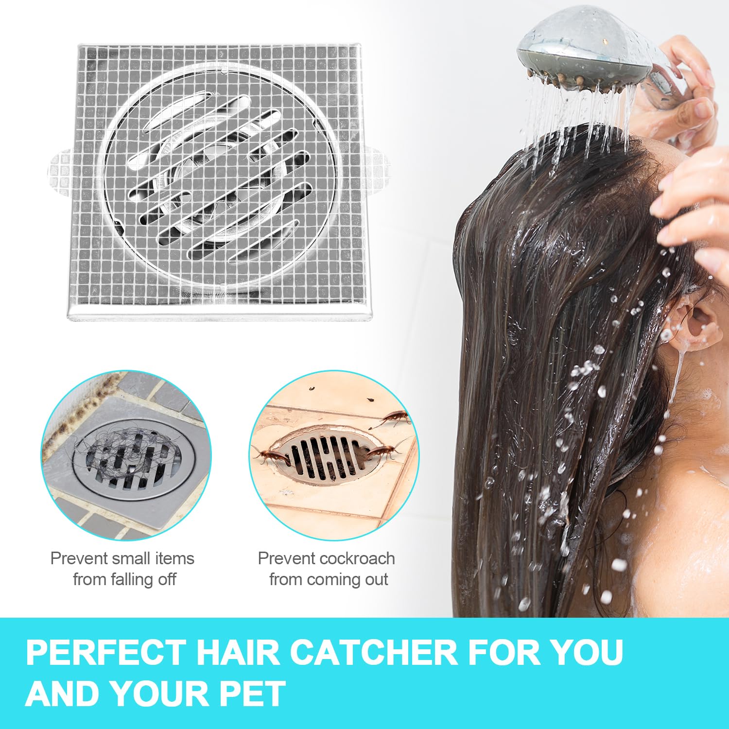 25pcs Shower Drain Hair Catchers, Drain Protector Mesh Strainer Sticker Flat Shower Drain Cover Hair Drainer Hair Filter Hair Trap Catcher Stopper for Shower Drain Bathroom Bathtub Kitchen