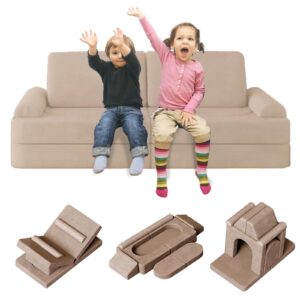 hoopyosms 10 pcs modular kids play couch, toddlers play couch for fun play time, convertible kids foam sofa for playroom bedroom, indoor use