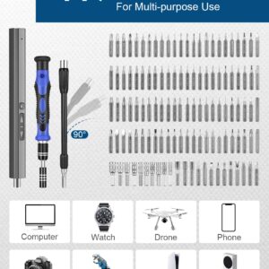 Vastar Electric Screwdriver, 152 in 1 Cordless Mini Precision Screwdriver Set with 119 Magnetic Precision Bits, Rechargeable Portable Repair Tool Kit with LED Lights for Electronics Phones