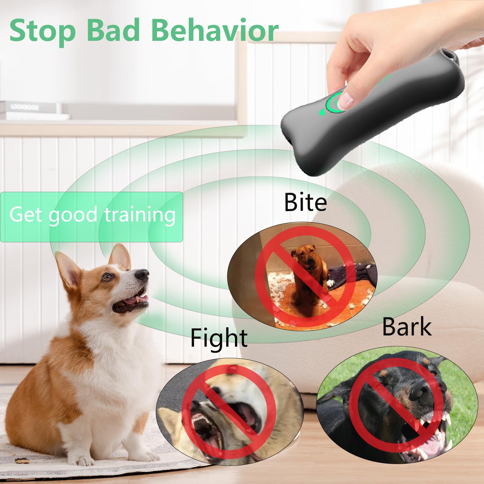 SHATWO Dog Bark Deterrent Device, Anti Barking Device for Dogs Less Than 50 lbs, Rechargeable USB Dog Bark Control Devices, No Need to Yell, Safe for Dogs Human Portable, Dog Training Behavior Aids