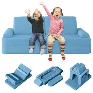 hoopyosms 10 pcs modular kids play couch, toddlers play couch for fun play time, convertible kids foam sofa for playroom bedroom, indoor use