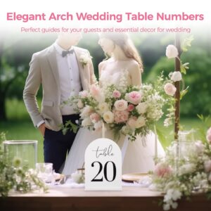 Wedding Table Numbers 1-20 Set, Table Numbers for Wedding,Elegant Modern Arch Acrylic Table Numbers with Sturdy Bases for Wedding Reception Anniversary Party, Thick 5x7 Inches