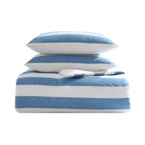 Tommy Bahama - Duvet Cover Set, Soft & Breathable Bedding with Matching Shams, Striped Home Decor, Oeko-Tex Certified (Awning Blue, King)