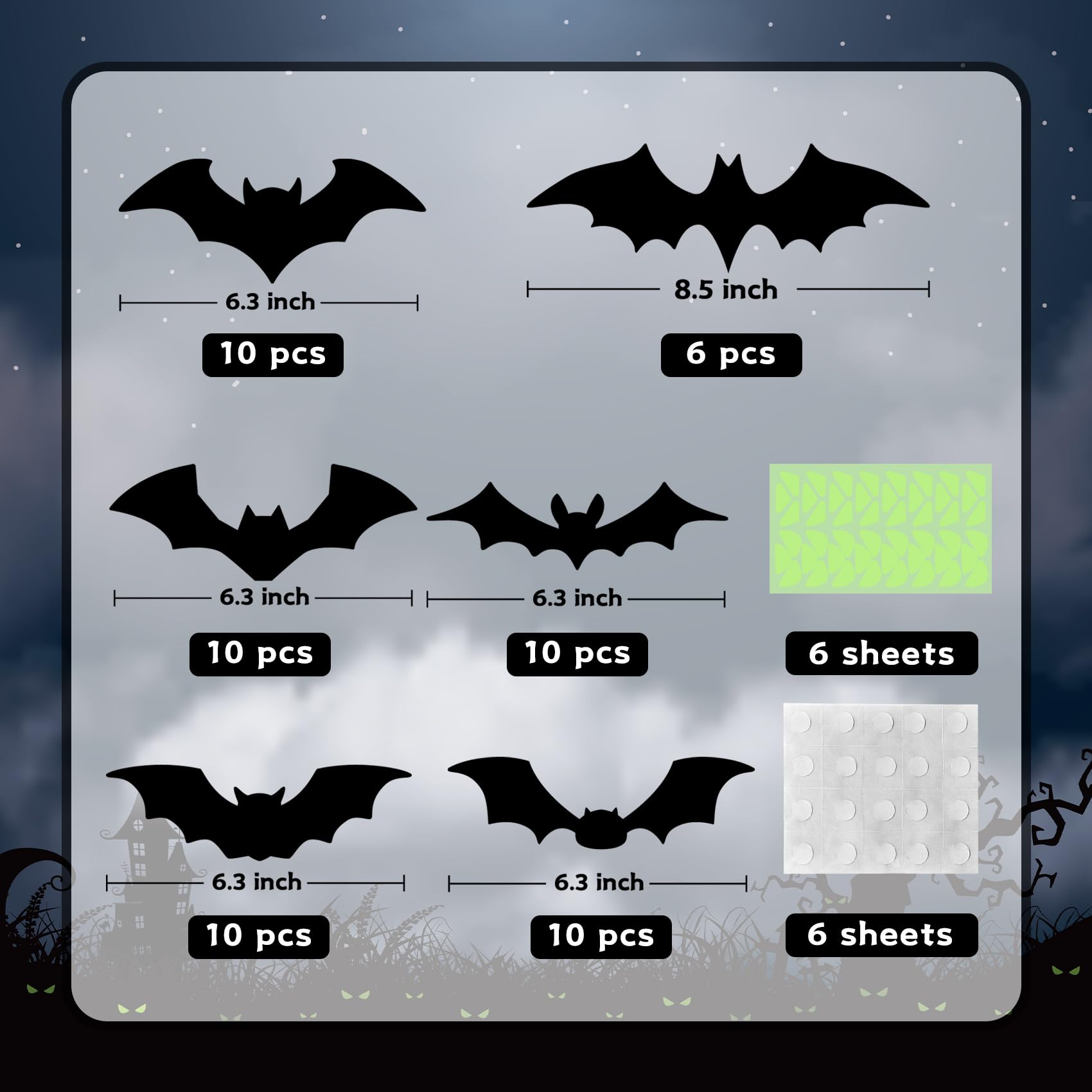 Halloween Decorations Indoor - Bats Halloween Decorations Plastic Spooky Scary 3D Bats for Halloween Party Bathroom Kitchen Home Room Outdoor Wall Glow Eyes Bats Stickers Gothic Decor 56 Pcs