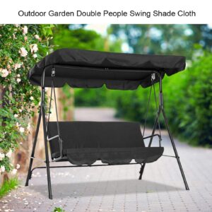 Mokylor Patio Swing Chair Canopy Replacement, 55 x 47 in Garden Waterproof Swing Sunshade Cover Canopy Shade Cloth with Silver Coated Swing Chair Top Cover for Garden Patio Porch Seat (Black)