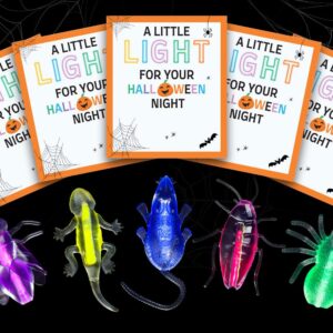 Funeta 30 Packs Glow in the Dark Halloween Critters, Halloween Party Favors Bulk ,Goodie Bag Fillers, Halloween Gifts for Kids, Treats Non Candy, Halloween Classroom Favors, Teal Pumpkin Project