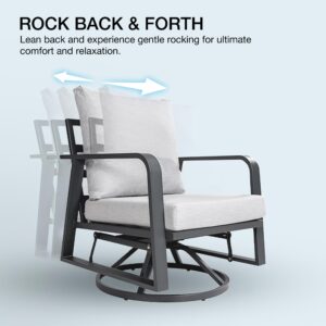 SUGOLD Aluminum Outdoor Swivel Rocking Chairs 2 Piece Set，Swivel Patio Chairs for Porch Deck Balcony Garden (Silver Gray)