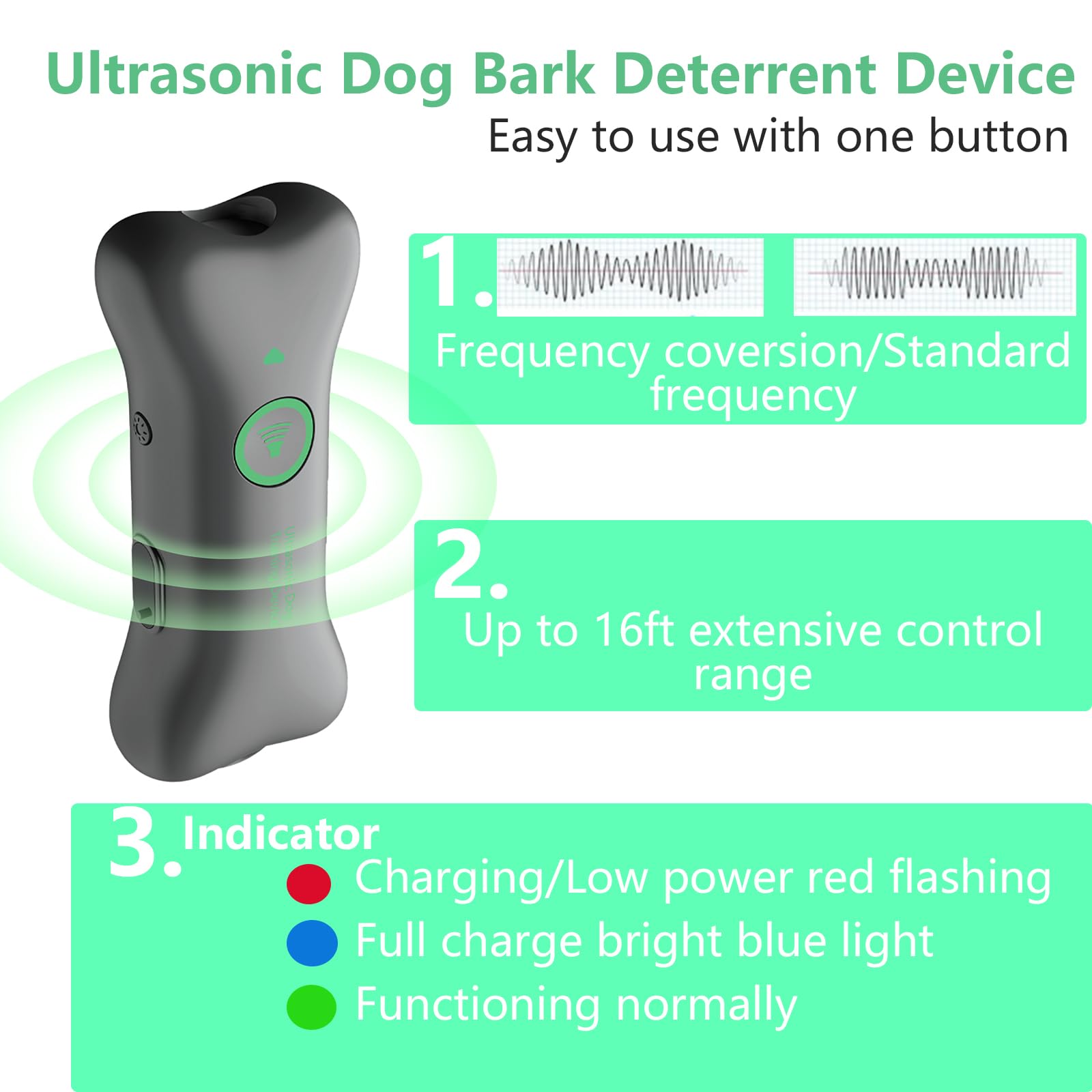 SHATWO Dog Bark Deterrent Device, Anti Barking Device for Dogs Less Than 50 lbs, Rechargeable USB Dog Bark Control Devices, No Need to Yell, Safe for Dogs Human Portable, Dog Training Behavior Aids