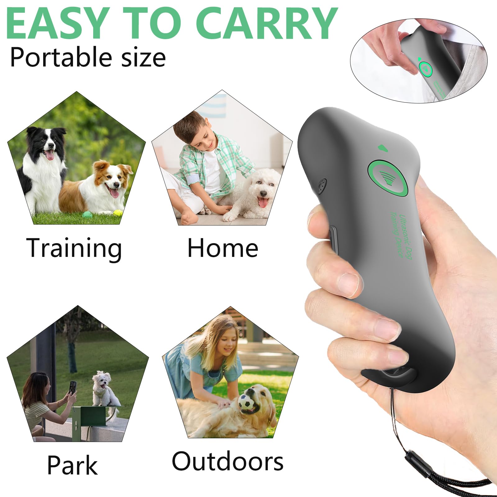 SHATWO Dog Bark Deterrent Device, Anti Barking Device for Dogs Less Than 50 lbs, Rechargeable USB Dog Bark Control Devices, No Need to Yell, Safe for Dogs Human Portable, Dog Training Behavior Aids