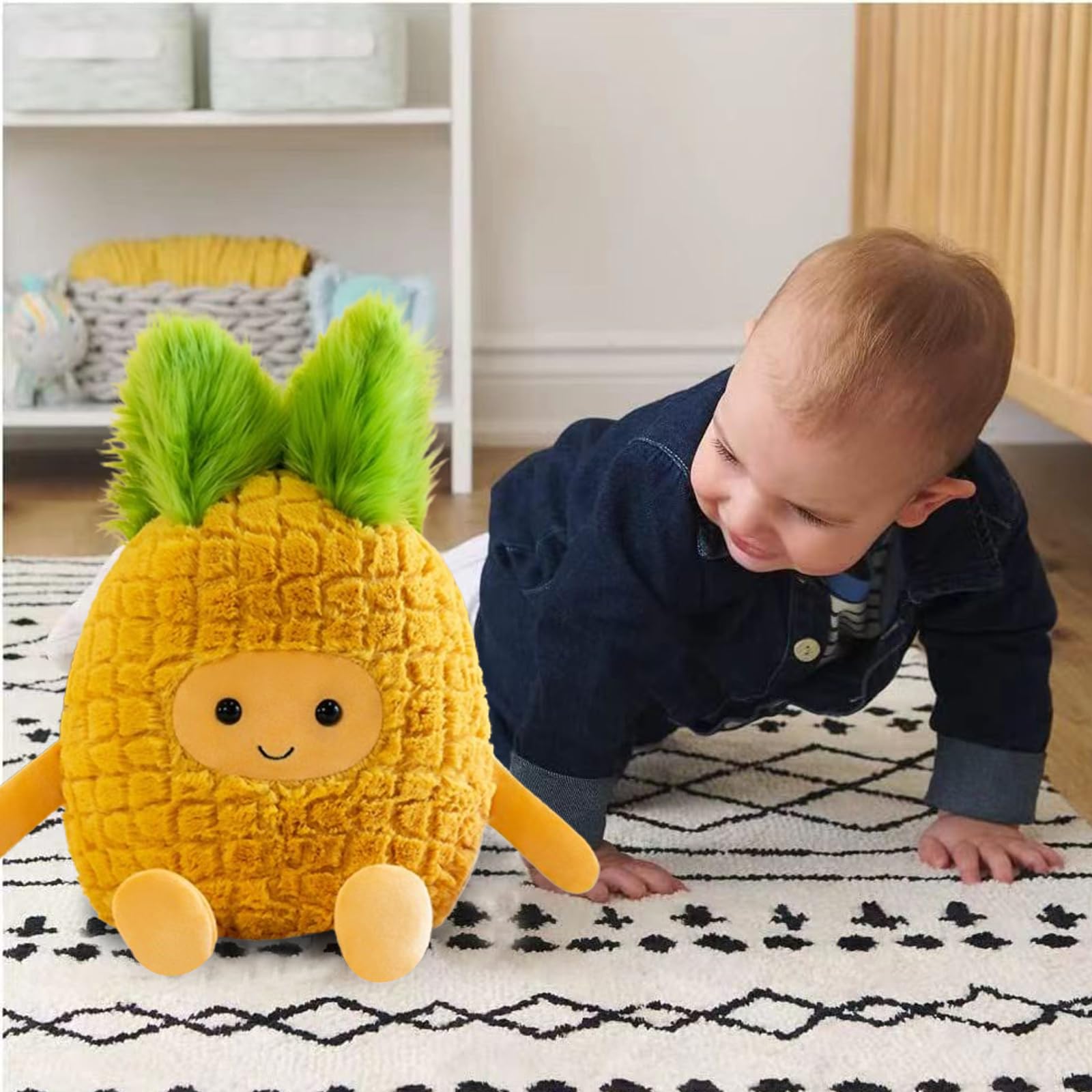 Fruit Pineapple Stuffed Animals Plush Toys - Super Soft & Washable, Adorable Kids Character Animal Pillows, Perfect for Room Decor, Gifts for Ages 3+, Showcase Your Mood (Yellow-Pineapple,9 inch)