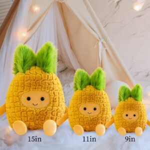 Fruit Pineapple Stuffed Animals Plush Toys - Super Soft & Washable, Adorable Kids Character Animal Pillows, Perfect for Room Decor, Gifts for Ages 3+, Showcase Your Mood (Yellow-Pineapple,9 inch)