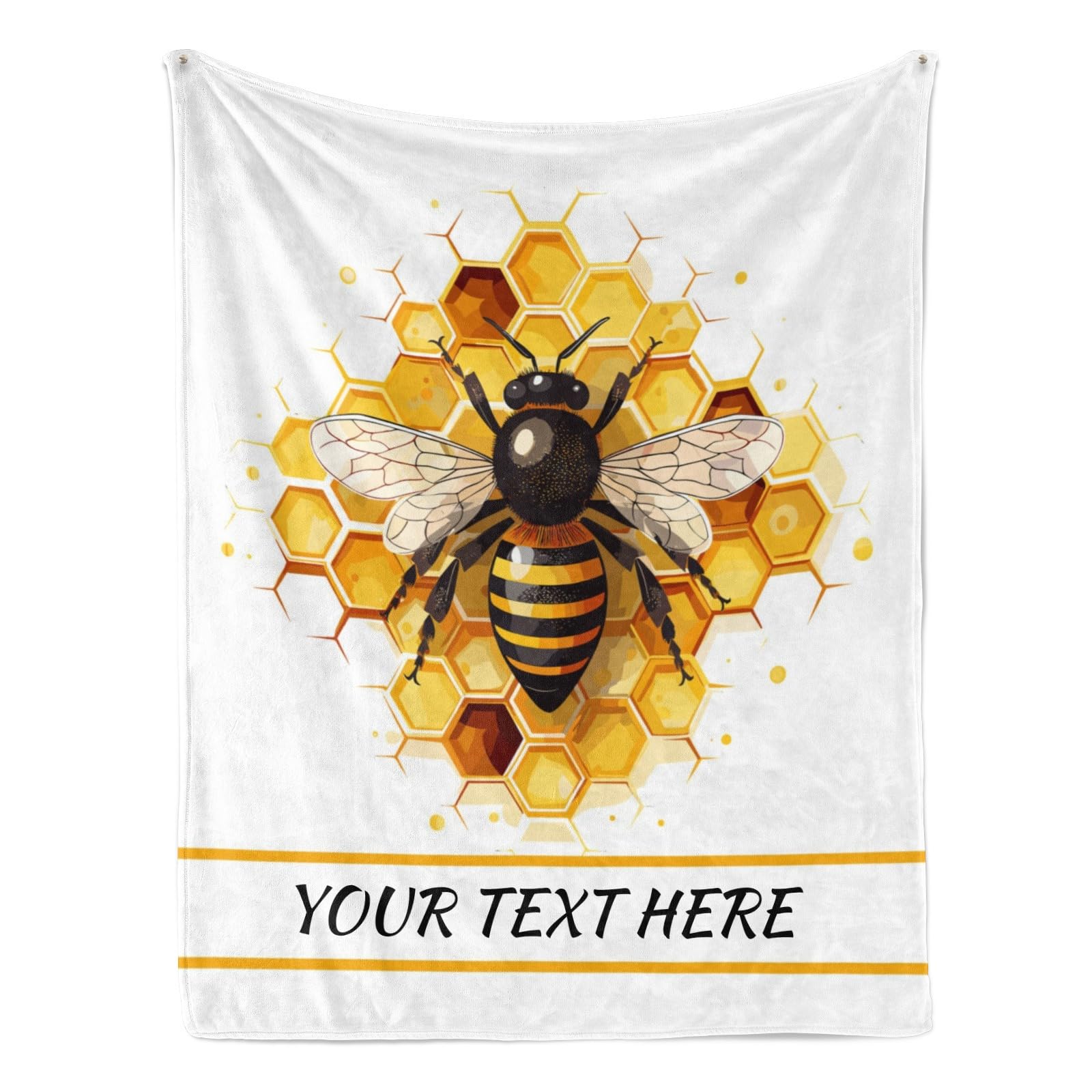 CUSPILO Bee Blanket with Name, Personalized Throw Blanket for Kids Boys, Fuzzy Soft Blanket Microfiber, 40"" x 50""