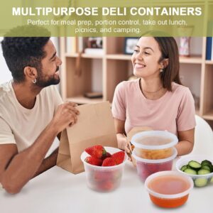 Ezalia Deli Containers with Lids 50 Sets - Pint Plastic Soup Containers 16oz 8oz Clear Food Storage Containers with Lids Leakproof, Reusable Take Out for Restaurant, Microwave/Freezer/Dishwasher Safe