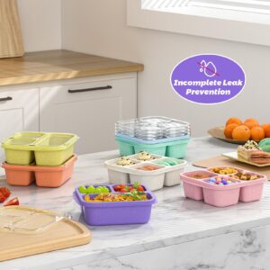 Snack Boxes (7 Pack) Stackable - Reusable Bento Lunch Box Set for Kids and Adults, Sturdy and Easy-to-Clean Meal Prep Containers, Microwave, Freezer, and Dishwasher Safe, BPA-Free (7 Colors)