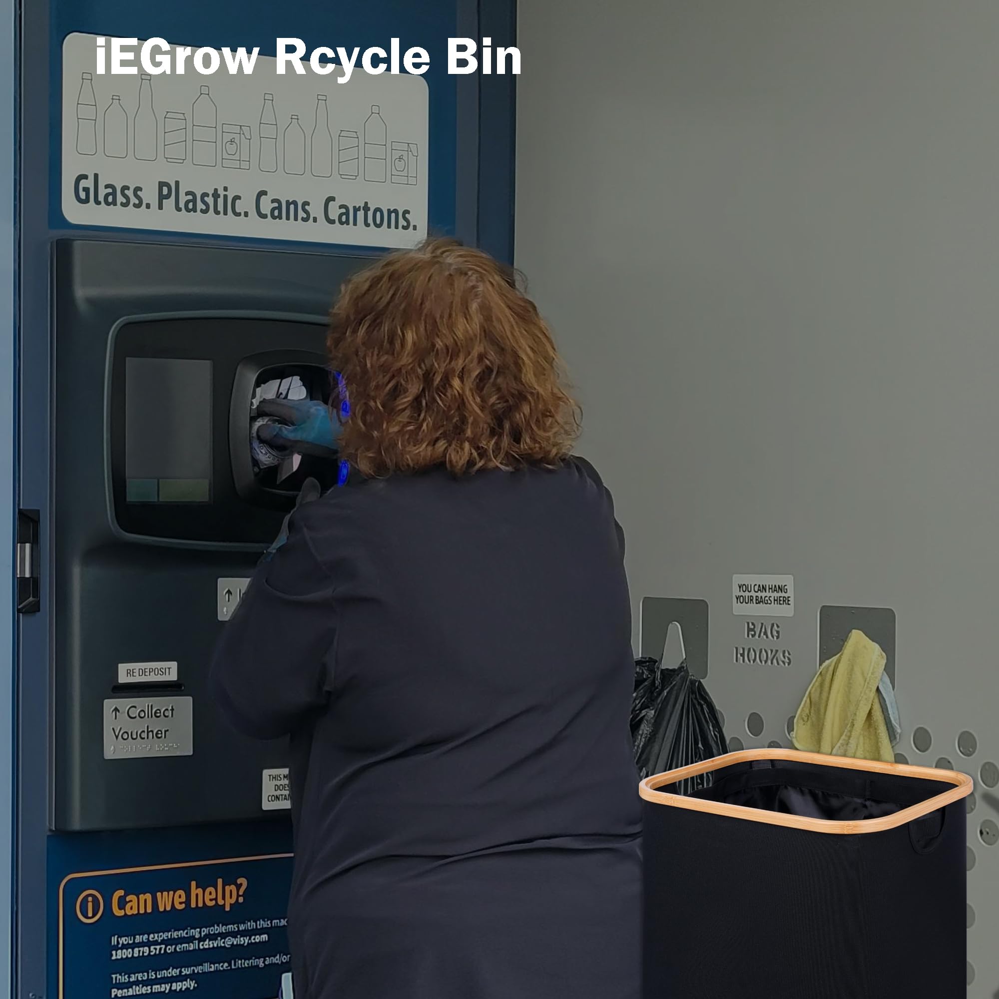 iEGrow 29 Gallon Recycling Bin for Kitchen, Indoor Home Recycle Bins with Lid, 110L Large Recycling bin with 2 Removeable Reusable Inner Bags, for Bottles Cans Glass Plastice Cartons(Black)