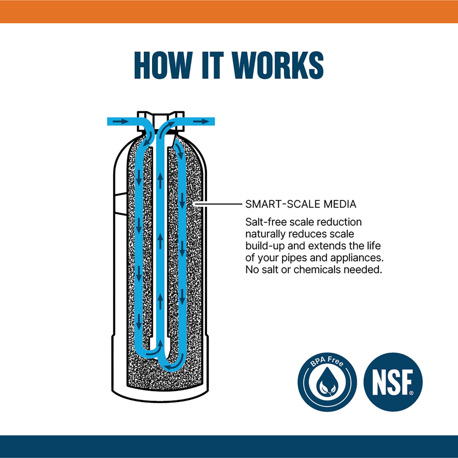 WaterBoss Whole House Salt Free Descaler System - Works with City & Well Water Filters - 6yr, 600,000 Gl - Water Softener Alternative for Home - WB-WH-DSCLR