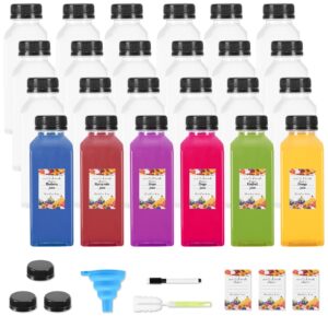 janisfirst 48pcs 12 oz empty plastic juice bottles with caps,reusable clear homemade water bottles containers with black tamper evident caps for juicing, smoothie, milk,drinking and other beverages