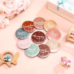 Loetere 10 Pcs Baby Shower Pin Back Buttons Mommy Daddy Aunt Uncle Grandma Grandpa to Be Baby Shower Party Favors Badge Gift, 2.2 Inch (Boho Rainbow)