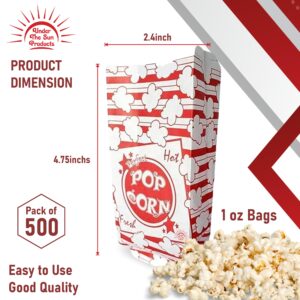 1oz Paper Popcorn Bags for Individual Servings - Pack of 250ct