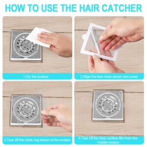 25pcs Shower Drain Hair Catchers, Drain Protector Mesh Strainer Sticker Flat Shower Drain Cover Hair Drainer Hair Filter Hair Trap Catcher Stopper for Shower Drain Bathroom Bathtub Kitchen