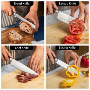 Alata 15-Piece Knife Set with Block, Razor-Sharp,Kitchen Knife Set, Forged Triple Rivet Stainless Steel Knife Block Set