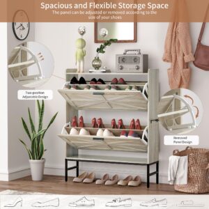 RKVPCNE Shoe Cabinet Storage for Entryway Shoe Cabinet with 2 Flip Drawers and 1 Boot Rack Flip Down Shoe Closet Shoe Organizer for Foyer Hallway(Grey)