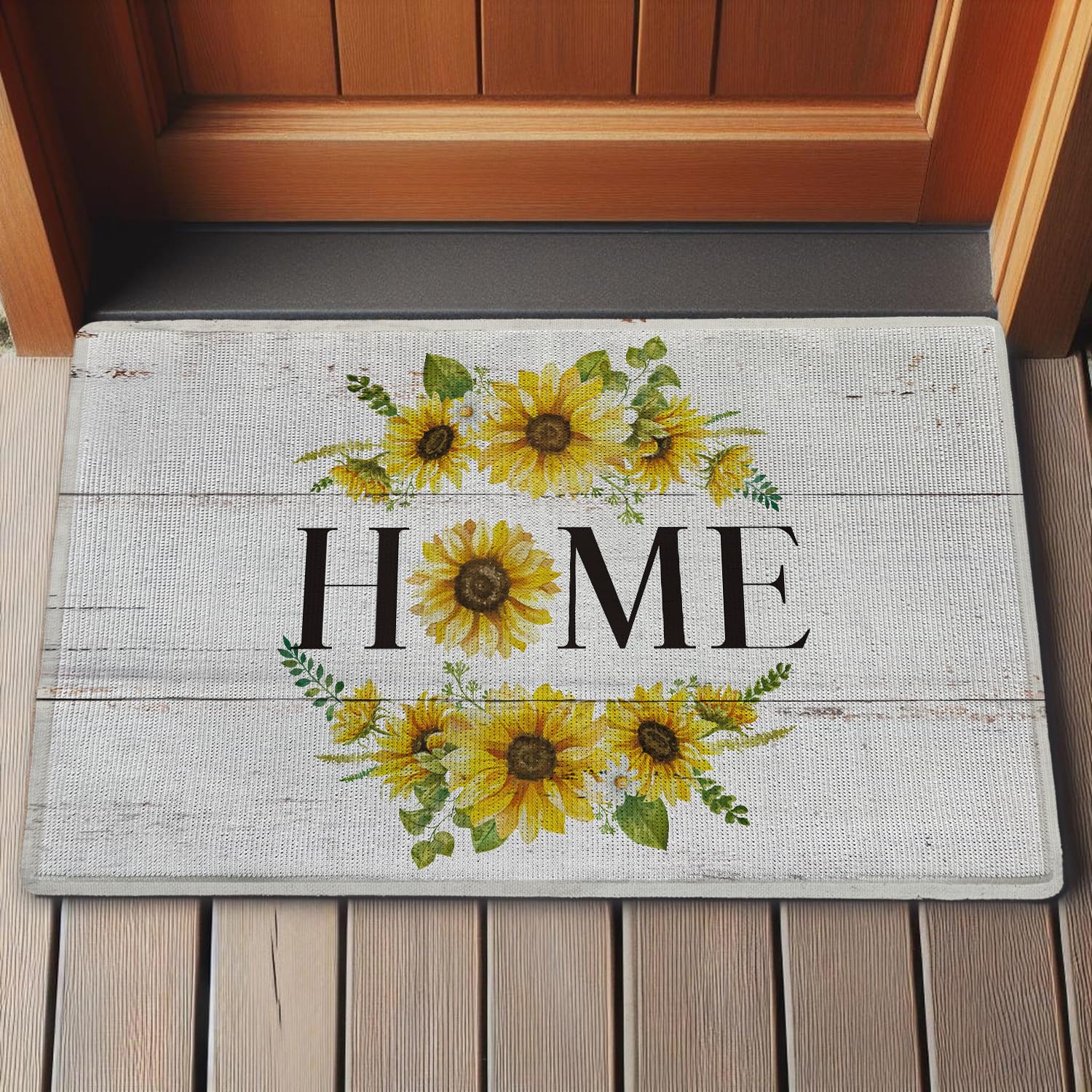 Bnwepo Welcome Mats, Door Mat Outsude Entrance, Sunflower Welcome to Home Front for Home Entrance Outside Farmhouse Front Door Porch Outdoor Indoor 17 x 30 Inch