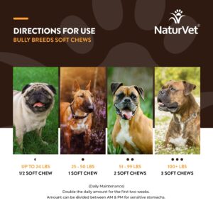 NaturVet Bulldog Breed Supplement- for Joint Support, Digestion, Skin, Coat Care- Dog Multivitamins with Minerals, Omega-3, PlaqueOff- Wheat-Free Vitamins for Dogs- Bully Breeds- 50 Soft Chews