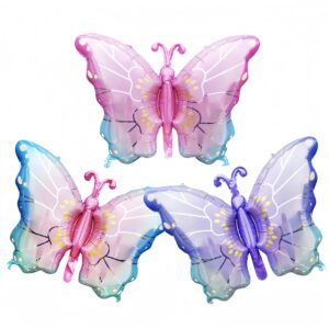 6Pcs Butterfly Balloons Gradient Butterfly Foil Mylar Balloon/Butterfly Theme Birthday Party/Wedding/Baby Shower/Fairy Garden Butterfly Themed Party/Spring Break Theme Party/Tea Party/Bridal Shower